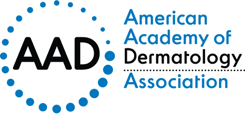 the American Academy of Dermatology logo - a blue circle with white text